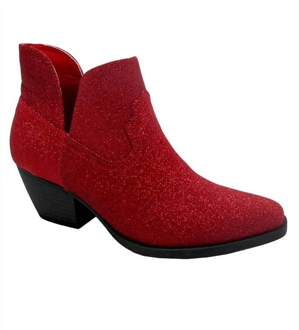 NEW JELLYPOP women's shelby ankle boots in red glitter